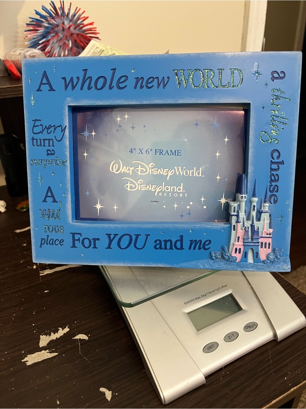 Disney Blue & Pink Castle 'A Whole New World' Photo Frame